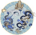 Design of asian dragon and sea wave.